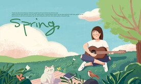 春天踏青女孩海报