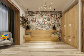 北欧风卧室背景墙3D效果图空景