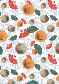 卡通 雨伞 扇子 中国风