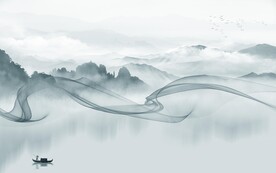 山水意境中式新画 TIF分层