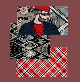 男人头格子腰果花