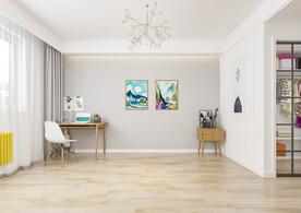 现代北欧卧室背景墙3D场景空景