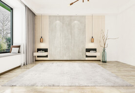 现代北欧卧室背景墙3D场景空景