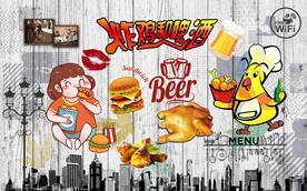 复古啤酒鸡炸鸡背景墙