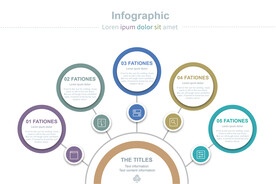 商务PPT五个分项信息图表流程