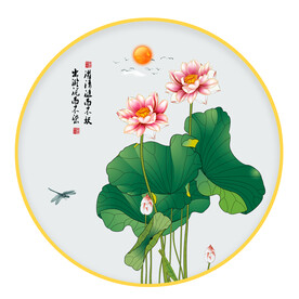荷花 圆形画