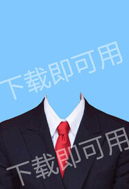 女士红色领带西装