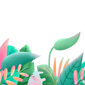 粉色渐变装饰立体植物元素