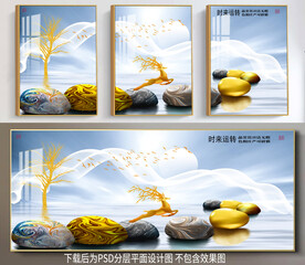 鹅卵石梅花鹿装饰画