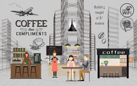 咖啡厅工装背景墙图片