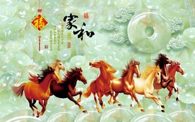 玉雕,八骏图