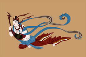 敦煌莫高窟320窟初唐伎乐飞天