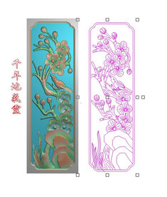 千年万代梅花花鸟石雕墓碑