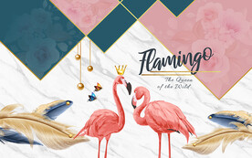 现代简约大理石纹火烈鸟背景墙