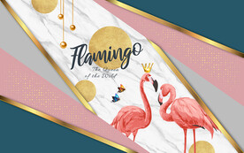 轻奢几何图形火烈鸟电视背景墙