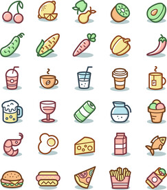 矢量水果蔬菜饮料酒水图标