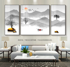 意境水墨山水画客厅装饰画挂画