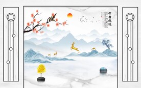 新中式电视背景墙装饰画图片