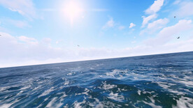 在阳光明媚的日子与海鸥海上旅行