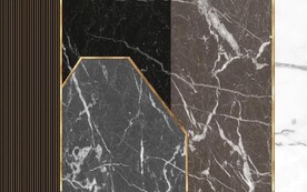 现代风抽象几何大理石拼花电视墙