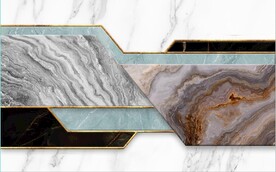 现代风抽象几何大理石拼花电视墙