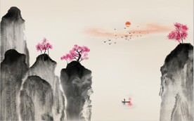 新中式水墨山水风景电视背景墙