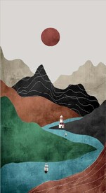 北欧风抽象山脉河流风景玄关装饰