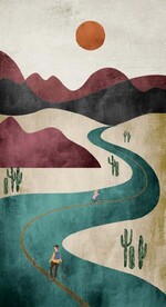 北欧山脉公路人物玄关装饰画