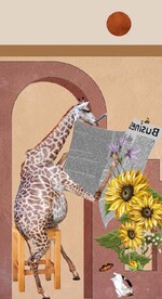 抽象立体建筑长颈鹿玄关装饰画