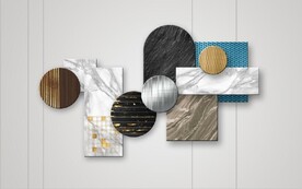 现代风抽象几何大理石拼花电视墙