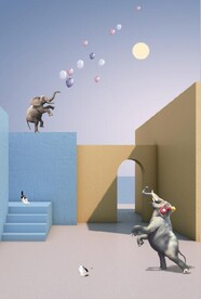 抽象立体建筑大象玄关装饰画