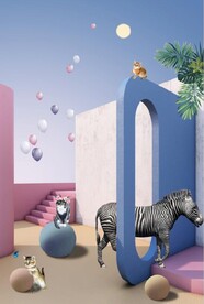 现代抽象立体建筑斑马玄关装饰画