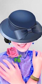 现代太阳帽民国美女玄关装饰画