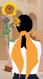 现代北欧风鲜花美女玄关装饰画