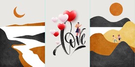 晶瓷北欧风抽象爱情侣装饰无框画