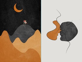 晶瓷北欧抽象爱情情侣装饰无框画