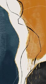 侘寂抽象金色水墨油画玄关装饰画