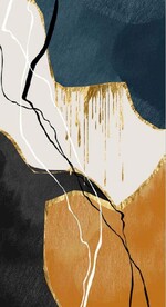 侘寂抽象金色水墨油画玄关装饰画