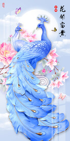现代简约浮雕孔雀玄关背景墙
