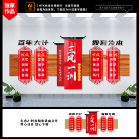三风一训校园文化墙