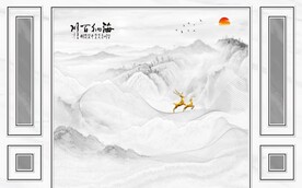 新中式大理石意境背景墙图片