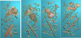 八宝芭蕉扇板块荷花宝剑葫芦笛子