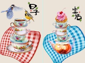 北欧风鲜花欧式餐具餐厅装饰画