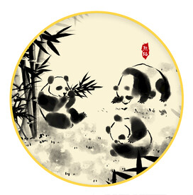 国宝熊猫 圆形装饰画