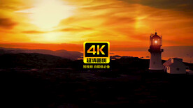 短视频素材晚霞海边的灯塔