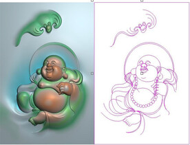 福在眼前蝙蝠坐弥勒46牌挂件