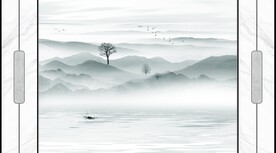 新中式山水电视背景墙