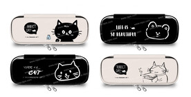 黑白 卡通 简约 小猫 笔袋 