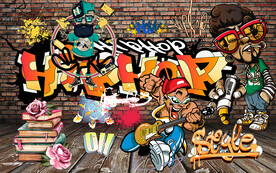 个性砖墙涂鸦嘻哈工装背景墙