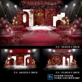 红白色婚礼背景